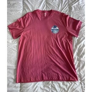Izod Saltwater Size XL Pink T Shirt  Graphic Design Beach Palm Tree Island EUC